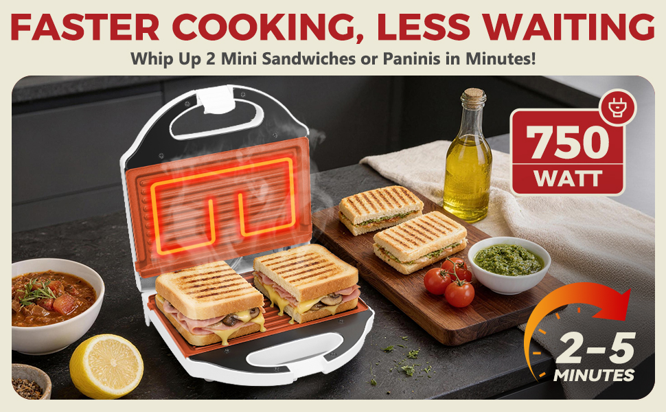 whip up 2 mini sandwiches or paninis in minutes