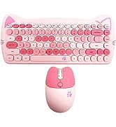 Wireless Mouse and Keyboard, Cute Cat Keyboard Mouse Combo for Present,2.4G Cordless Computer Mic...