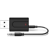 USB Bluetooth 5.0 Transmitter Receiver, 2-in-1 Mini Wireless Audio Adapter, 3.5mm Bluetooth AUX A...