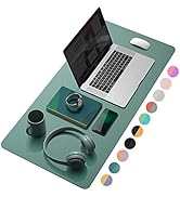 YSAGi Multifunctional Office Desk Pad, Ultra Thin Waterproof PU Leather Mouse Pad, Dual Use Desk ...