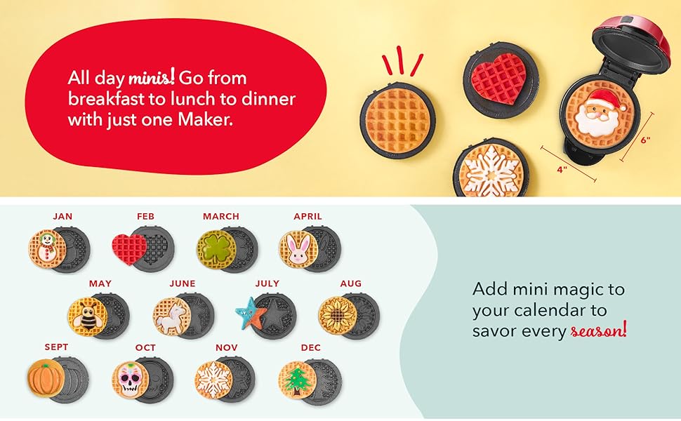 Dash, Multi Maker, Multimini, Holiday, SHape Waffle