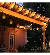Solar Flame String Lights - 48ft 15 LED Lights Outdoor Solar String Lights for Garden Patio Hallo...
