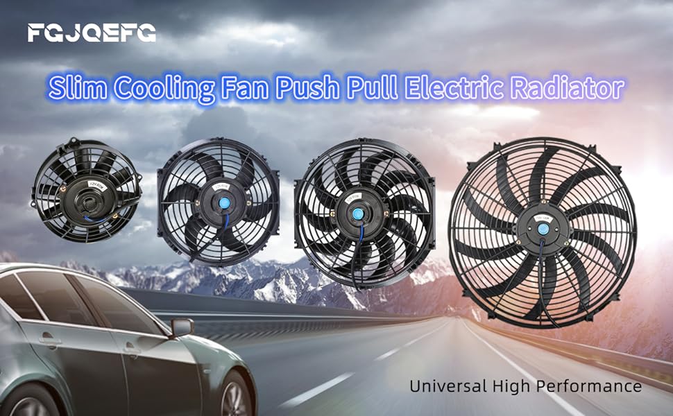 7 Inch Universal Slim Fan Push Pull Electric Radiator 12V 80W High Performance Cooling Fan Mount Kit