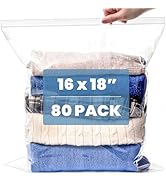 Elsjoy 80 Count 16" x 18" Reclosable Plastic Bags, 3.5 Gallon Large Resealable Clear Plastic Bag ...