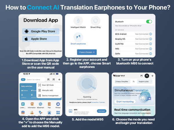 how to connect AI translation earbuds