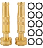 AuySier Pack of 2 Heavy Duty Brass Hose Nozzle-4'', Adjustable Twist Garden Hose Nozzles, Water H...