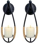Aimto Wall Sconce Candle Holder Black Wall-Mount Metal Candle Holders Hanging Iron Wall Candle Sc...