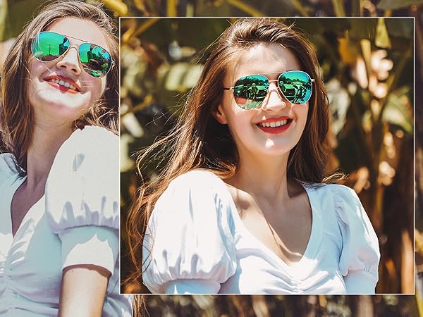 SGT603 aviator sunglasses green lens for travelling