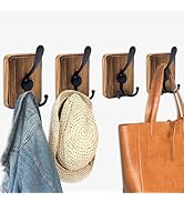 RVXHUA Wood Wall Hooks - 4-Pack Pine Coat Rack, Wall Mounted or Adhesive for Entryway, Mudroom, B...