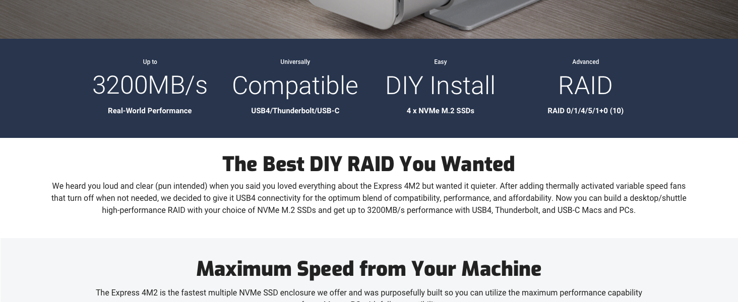 External Storage Enterprise NAS SAS SSD thunderbolt USB-C RAID SoftRAID NVME 4 DRIVE