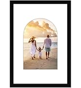 Americanflat 8x12 Picture Frame with Arch Mat Insert and Shatter-Resistant Glass - Signature Coll...