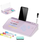 DOLLAR BOSS 12''x7'' Glass Desktop Whiteboard Small Dry Erase Board with Storage Drawer Computer ...