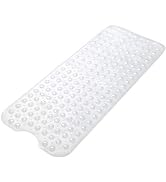 AmazerBath Bath Tub Mat, 40 x 16 Inches Non-Slip Shower Mats with Suction Cups and Drain Holes, B...