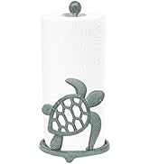 Coastal Sea Turtle Paper Towel Holder – Ocean-Inspired Cast Iron Kitchen Décor, Rustic Beach Hous...