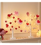 PEIDUO Valentine's Day Decorations, Set of 2 Gift Card Tree with 24 Hanging Heart Ornaments, for ...