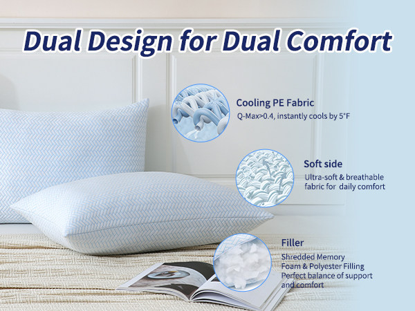 cooling pillow memory foam pillows queen size set of 2