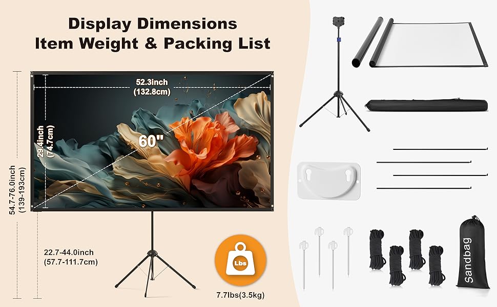 60 inch projector screen