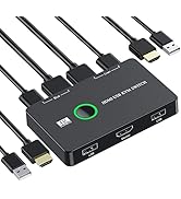 USB KVM Switch for 2 Computers Sharing One HD Monitor and Keyboard Mouse,4K KVM Switch HDMI 2 Por...