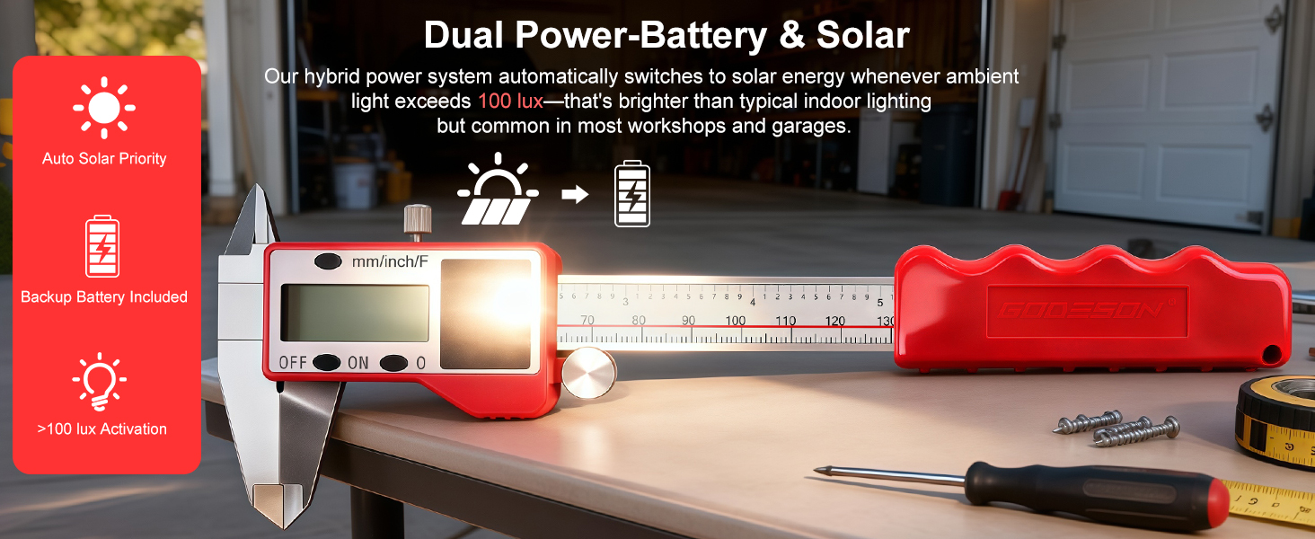 Digital Calipers-Dual Power-Battery &amp;amp;amp;amp; Solar