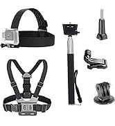 VVHOOY 3 in 1 Universal Action Camera Accessories Kit - Head Strap Mount/Chest Harness/Selfie Sti...