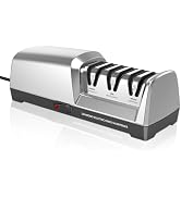 Electric Knife Sharpener 3 Stage, With 100% Diamond Abrasives and 15° Precision Angle Guides, Kni...