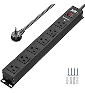 CRST 6 Outlet Heavy Duty Power Strip with Switch, 15A/1875W Metal Mountable Power Strip Surge Pro...
