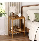 Atoping 2-Tier Small Side Table, Narrow Entryway Table, Bedside End Table, Bamboo Night Stand wit...