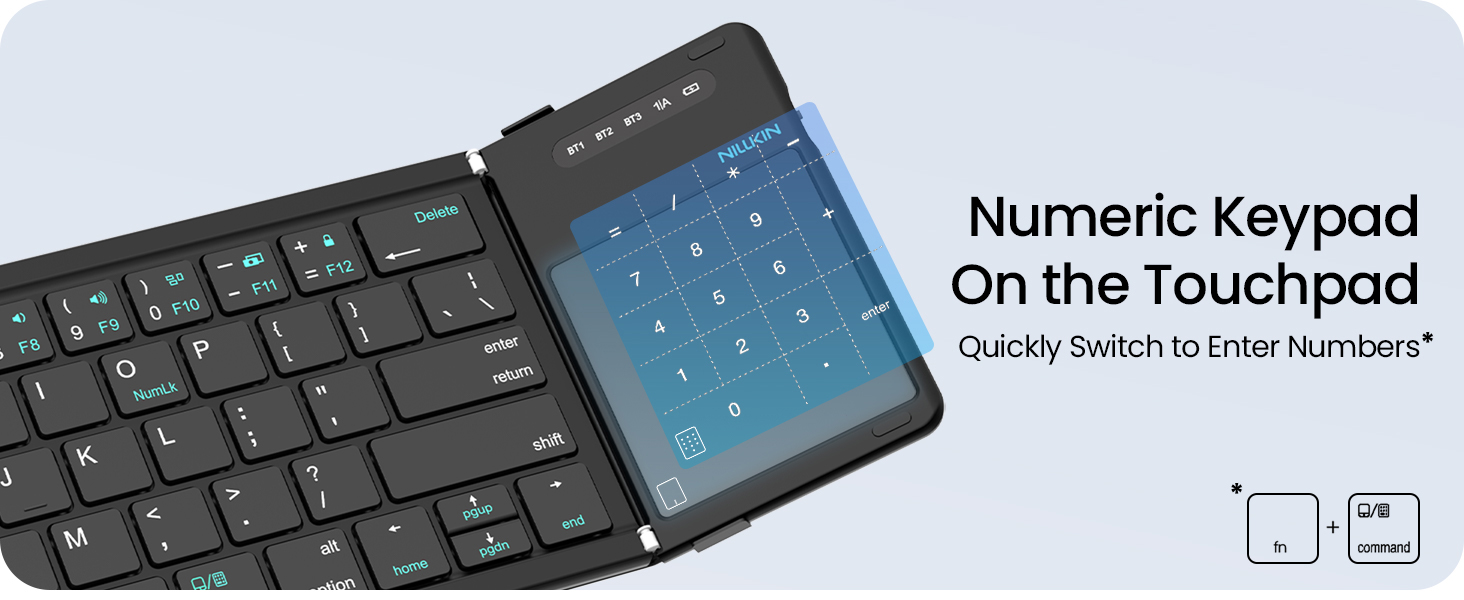 foldable keyboard with number pad