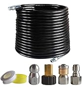 Hourleey Sewer Jetter Kit for Pressure Washer, 1/4 Inch NPT, 100 Ft Drain Cleaning Hose, Orifice ...