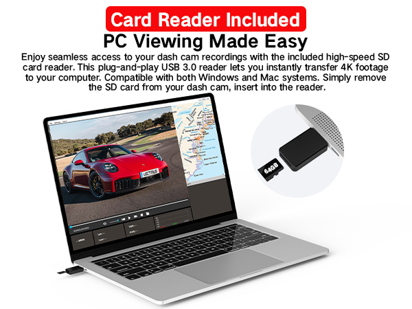LECTRUS Dash Cam Front and Rear 4K + 2.5K, Dual Dash Camera for Cars with Night Vision