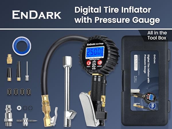 tire inflator gauge air pressure digital compressor chuck hose guage attachment inflation filler