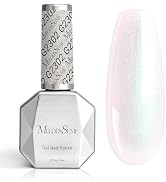 MelodySusie Jelly White Aurora Shimmer Gel Nail Polish, 0.5fl oz Soak Off UV LED Holographic Gree...