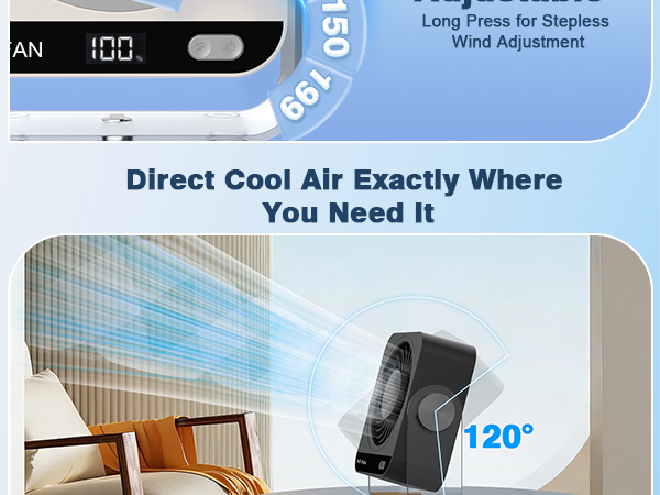 rechargeable fan table fan 120° Adjustable Cooling fans