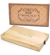 AMEROUS Wooden Mancala Board Game Set - Upgraded Larger Size - 72+8 Bonus Multi Color Glass Stone...