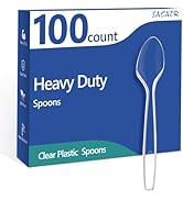 100 Count Plastic Spoons,Heavy Plastic Silverware,Premium Disposable Spoons, BPA-Free, Heat Resis...