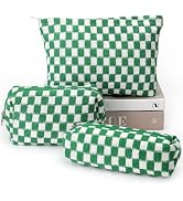 Gocvo 3 Pcs Makeup Bag Cosmetic Bag Set for Girls Women Checkered Travel Organizer Bathroom Toile...