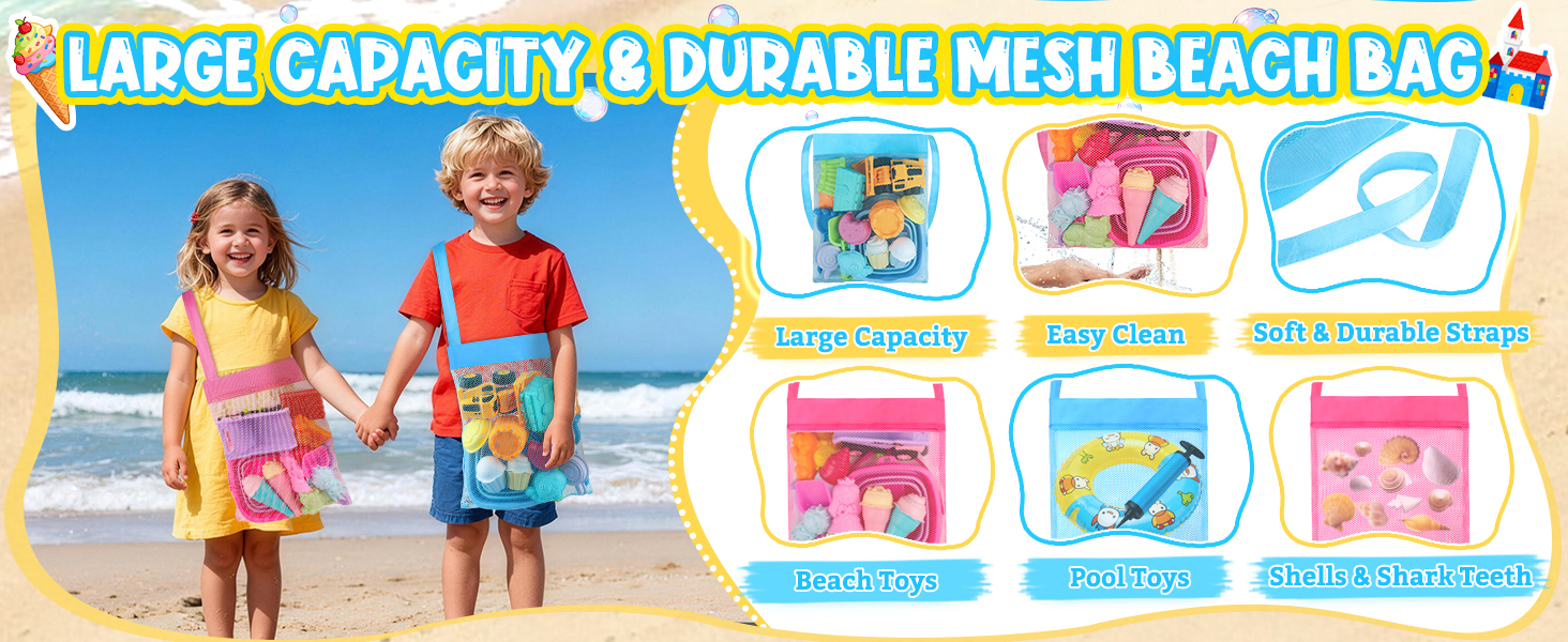beach bag, mesh beach bag, mesh sand bag