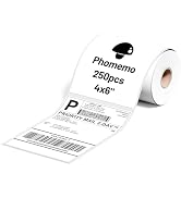 Phomemo 4x6 Thermal Label, Shipping Labels Pack of 250 4x6 Roll Labels, Compatible with Phomemo, ...