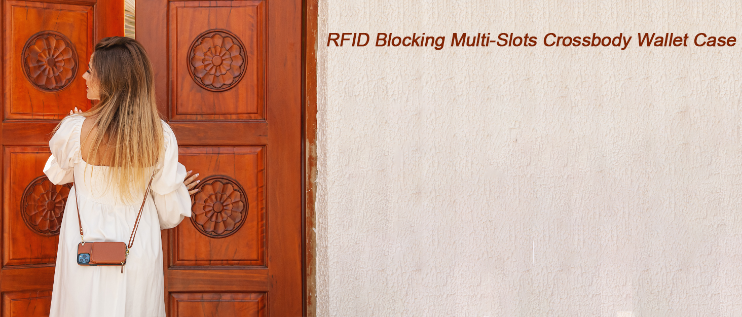 RFID Blocking Multi-Slots Crossbody Wallet Case
