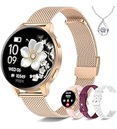 Iaret Smart Watch for Women, 1.27" HD Fitness Tracker with 4 Bands &amp; Necklace Gift Set, Heart Rat...