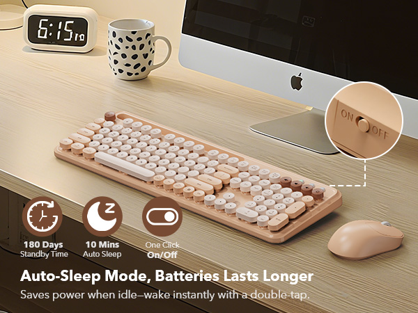 Auto-Sleep Mode, Batteries Lasts Longer. Saves power when idle—wake instantly with a double-tap.