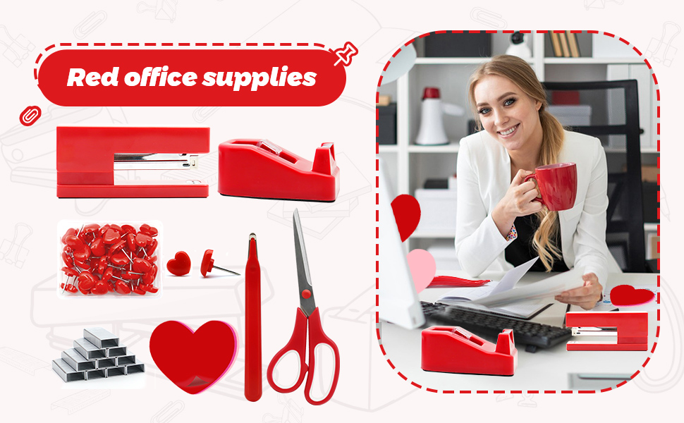 Red office supplies