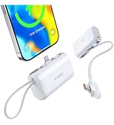 TORRAS iPhone 16 Portable Charger, 5000mAh 22.5W Power Bank with Built-in USB-C Cable, Fast Charg...