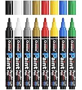 Overseas Paint Marker Pens - 8 Colors Permanent Acrylic Paint Pens, Medium Tip, Water Based, Quic...