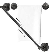 DGYB Adjustable Suction Cup Towel Bar for Bathroom 14 Inch ~ 27 Inch Matte Black Towel Rack Stain...