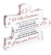 To My Godfather Puzzle Piece Decor, Meaningful Thank You Gift for Godfather from Godchild, Baptis...