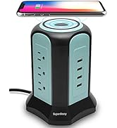 Power Strip Tower Wireless Charger, SUPERDANNY Surge Protector Tower, 10A 1080J Charger Station w...