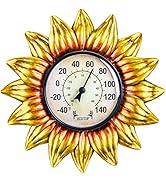 MUMTOP Outdoor Thermometers for Patio - Indoor Outdoor Thermometer, Sunflower Wall Thermometer Wi...