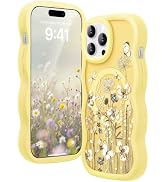 Amzfield for iPhone 15 Pro Max Case, Compatible with MagSafe Curly Wavy Frame Cute Floral Design ...