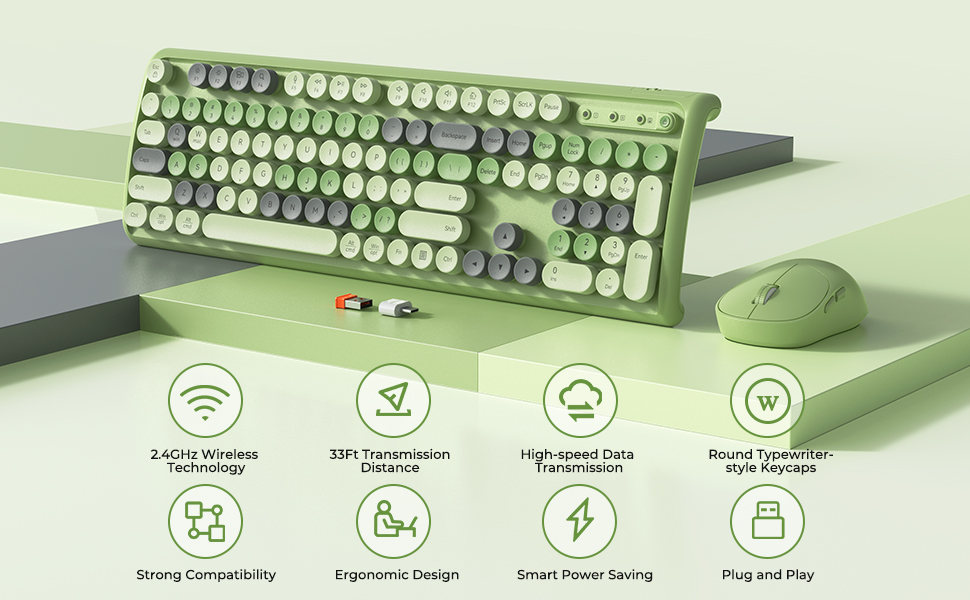 typewriter keyboard and mouse wireless
